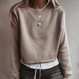Native slightly cropped SAND sweatshirt *relaxed style*