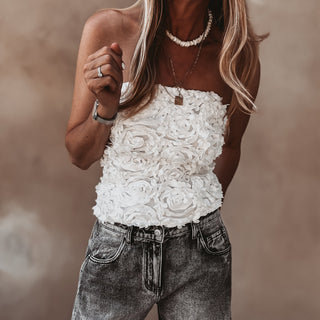 White Fi flowers bandeau top *NEW*