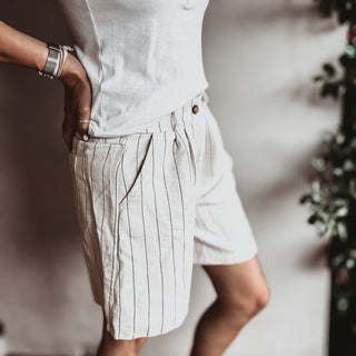 Pinstripe linen shorts CREAM *NEW*