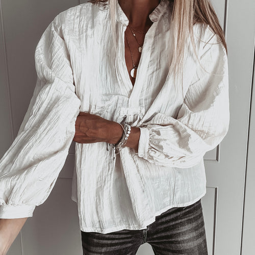 Pingus cream relaxed satin crepe blouse
