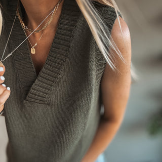 Rita KHAKI knitted V tank *NEW*