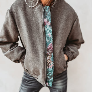 Khaki floral bomber blazer *NEW*