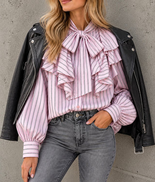 Frieda PALE PINK bows & frills blouse *NEW*