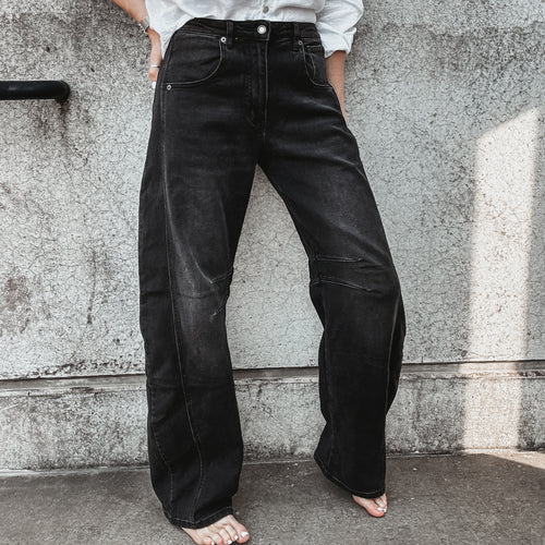 Bilbao washed dark grey barrel jeans *NEW*