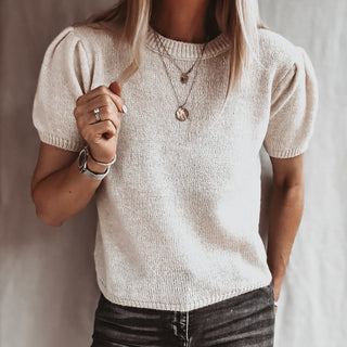 Vintage white Liliana knit with puff sleeves *NEW*