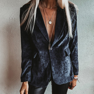 Navy Lyon velvet blazer