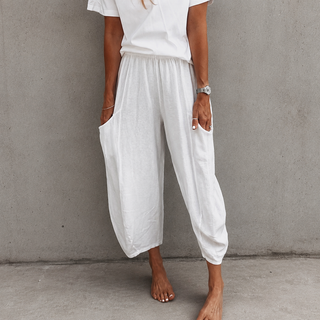 WHITE Lora linen joggers *NEW*