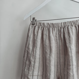 Slouchy pinstripe linen shorts SAND *NEW*