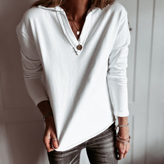 WHITE Whisper v neck collar sweatshirt *NEW*