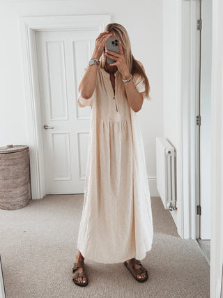 Aldina Vintage white dress with gold flecks *NEW*