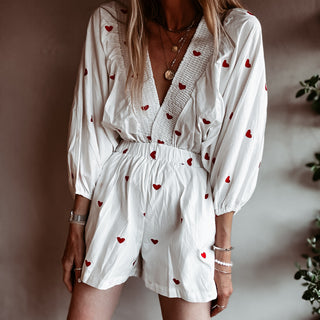 Heart Vintage white playsuit *NEW*