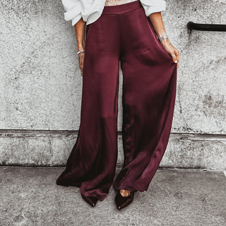 Verona BURGUNDY satin palazzos pants *NEW*