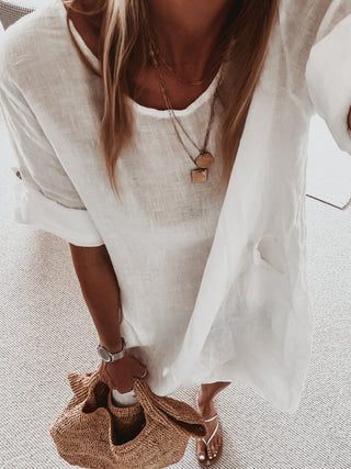Lillie linen relaxed white dress *NEW*