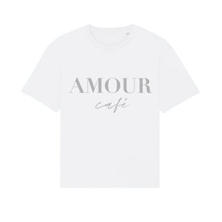 AMOUR Cafe white / light grey tee *boyfriend fit* *NEW*