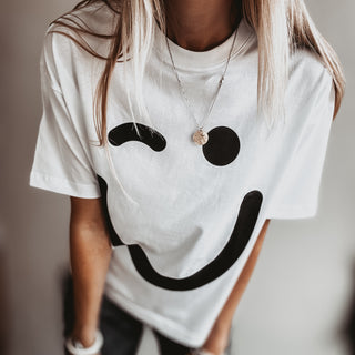 WHITE smiley t shirt *relaxed style* BACK IN STOCK