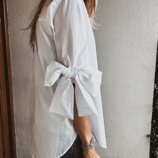 WHITE bow sleeve blouse *NEW*