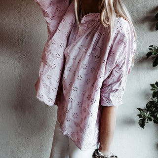 Dusty pink Pompano Broderie floaty Blouse *NEW*