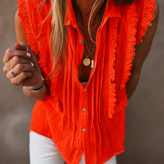 Burnt orange Riad ruffle blouse  *NEW*