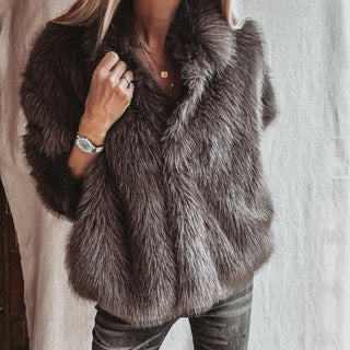 Faux fur LIGHT BROWN GREY jacket *NEW*