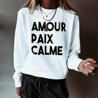 AMOUR PAIX CALME WHITE sweatshirt *NEW*