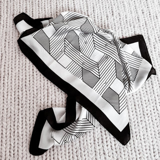 Monochrome satin bandana scarf