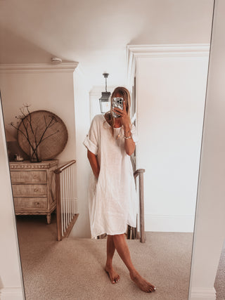 Lillie linen relaxed white dress *NEW*