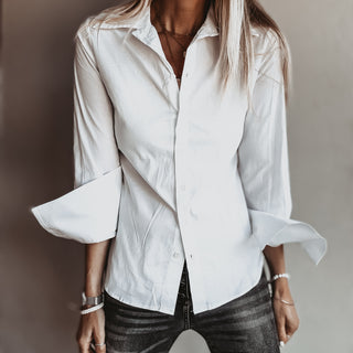 WHITE over sized cuffs blouse *NEW*