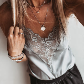 Silver grey lace plunge camisole  *new*