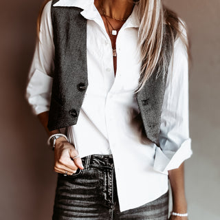WHITE over sized cuffs blouse *NEW*