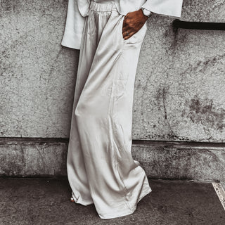 Verona LIGHT DESERT BEIGE satin palazzo pants *NEW*
