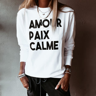 AMOUR PAIX CALME WHITE sweatshirt *NEW*