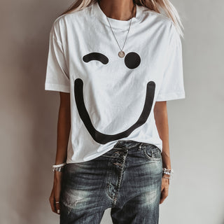 WHITE smiley t shirt *relaxed style* BACK IN STOCK
