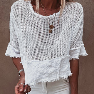 Mila WHITE crochet tee with cotton lace trim *NEW*