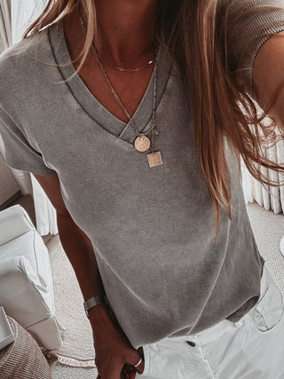 Vila V neck ribbed tee  *NEW*