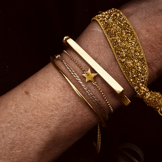 Gold glitter tie bracelets