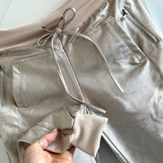 Full faux leather CHAMPAGNE GOLD ULTIMATE joggers