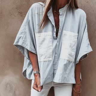 Tana linen blue & white blouse *NEW*
