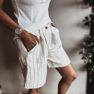 Pinstripe linen shorts CREAM *NEW*