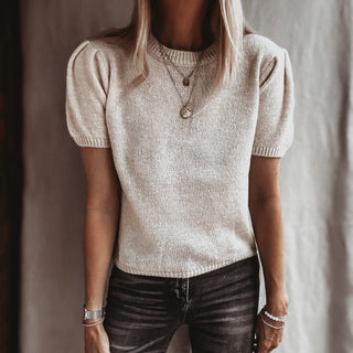 Vintage white Liliana knit with puff sleeves *NEW*