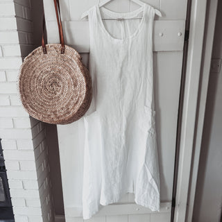 White Blossom linen button dress