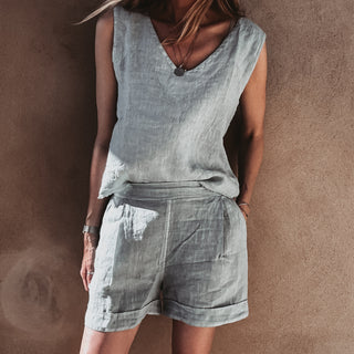 Pale blue Simona linen shorts *NEW*