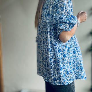 Jaipur blue flowers blouse *NEW*