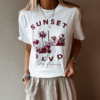 Sunset blvd tee MAROON *boyfriend fit*