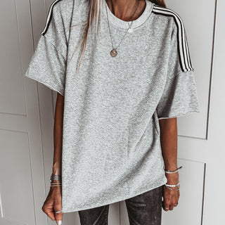 Grey short sleeved sweatshirt with stripes *NEW*