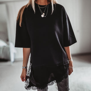 BLACK Lara Lace asymmetric tee *NEW*