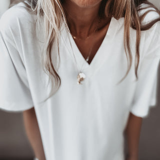 White/navy Bonjour croissant tee  *NEW*