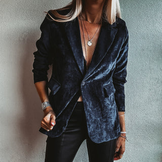 Navy Lyon velvet blazer