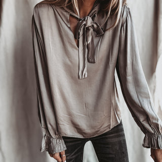 Gabe Mushroom satin bow blouse *NEW*