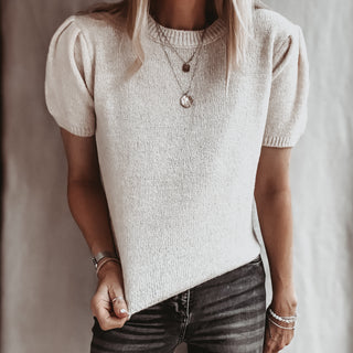 Vintage white Liliana knit with puff sleeves *NEW*