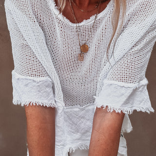 Mila WHITE crochet tee with cotton lace trim *NEW*